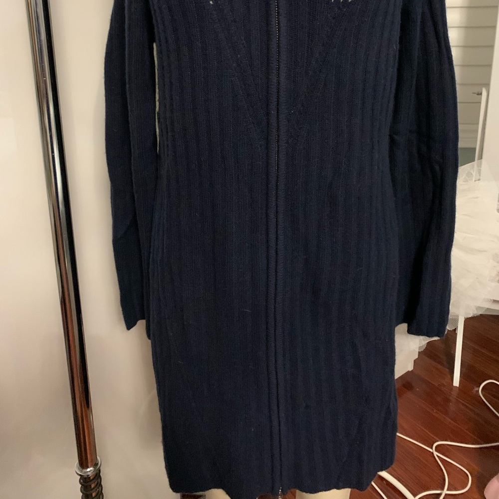 griffen Long Navy Cashmere Sweater Jacket size S - Picture 2 of 8